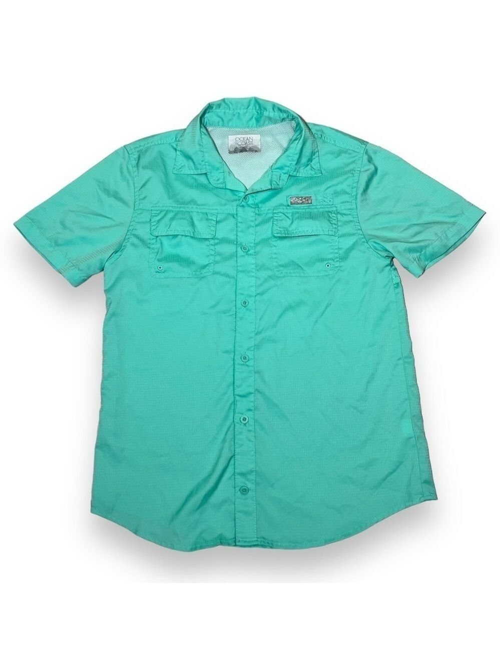 Ocean + Coast Boy’s Short Sleeve Fishing Shirt Aqua Size Large